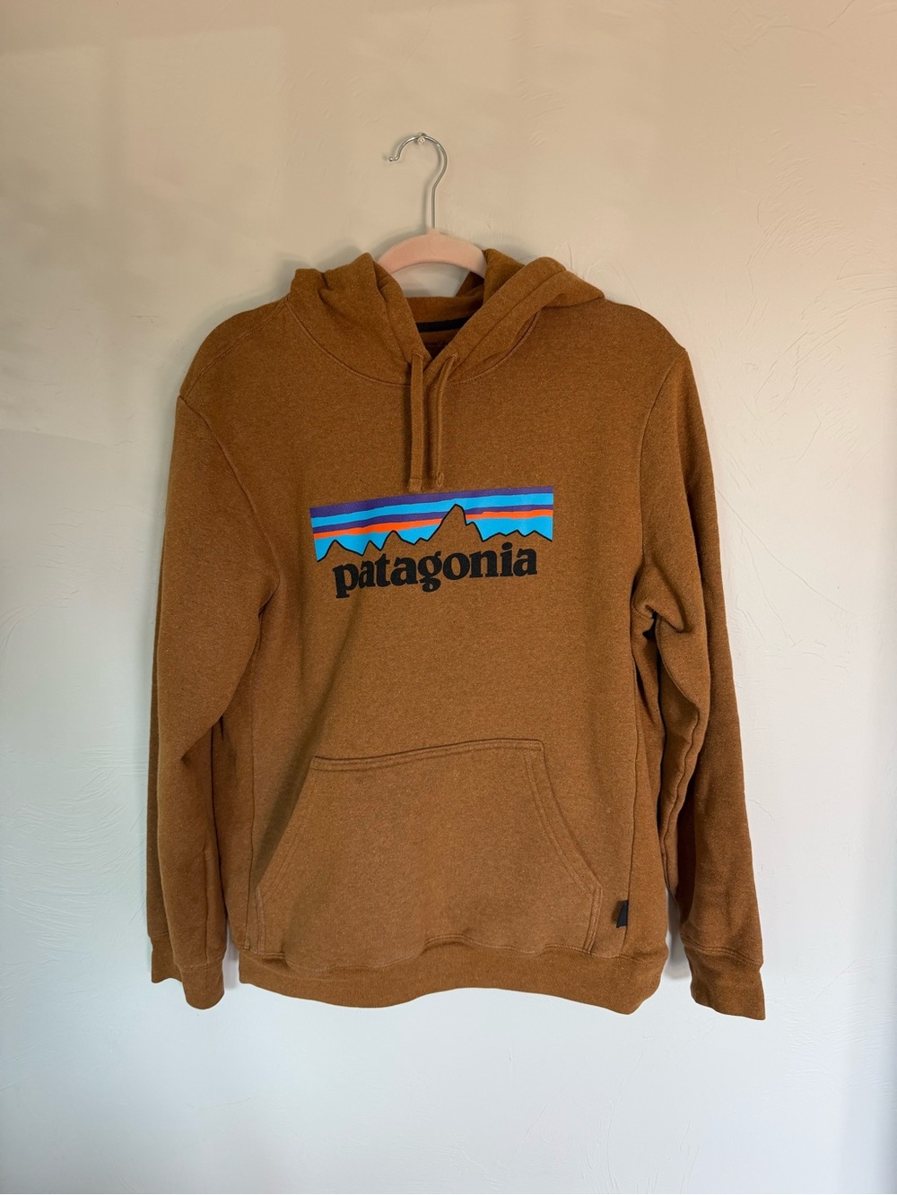 Patagonia Brown Hooded Fleece Pullover with Multicolor Logo